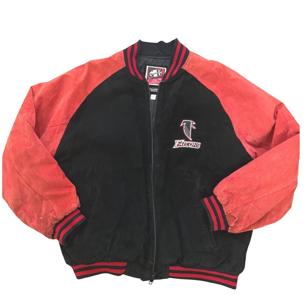Vintage G-III Carl Banks Atlanta Falcons Suede Varsity Bomber Leather Jacket XL